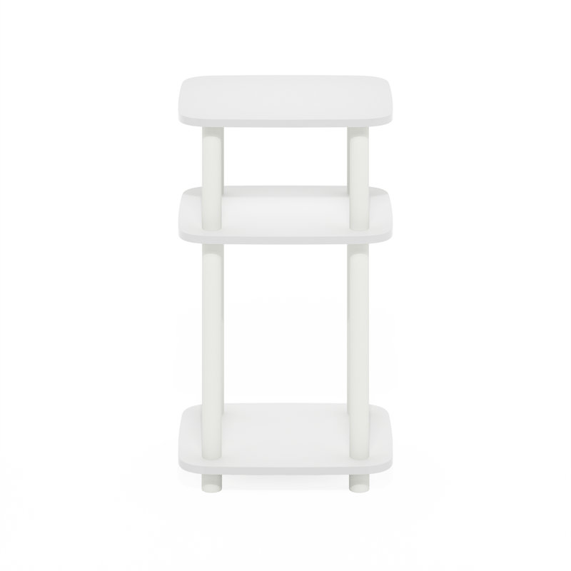 Furinno Just 3-Tier Turn-N-Tube Curve End Table, Side Table, 1-Pack, , White Top/White Base