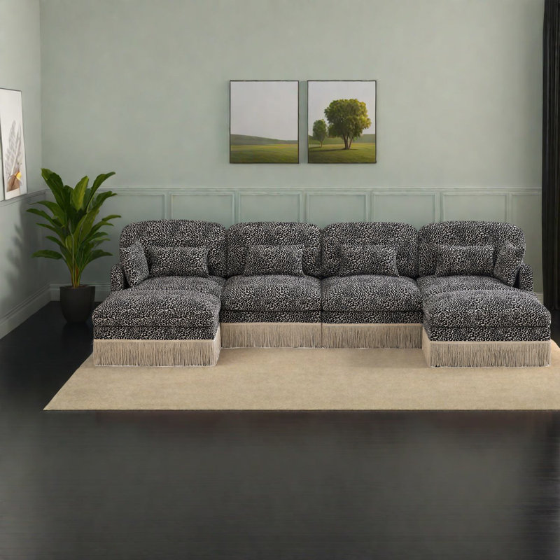 Grands canapés modulaires, siège de salon moderne en U en chenille