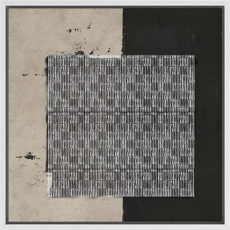 Motif de blocs géométriques gris sur toile, Toile blanche, H 24 po x l 24 po