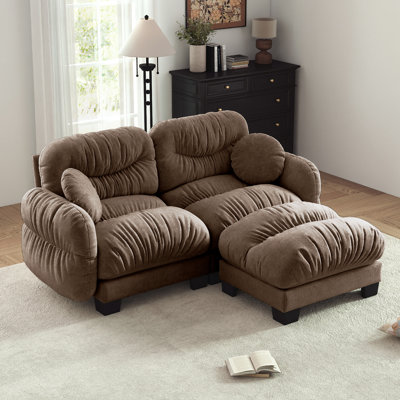 81.8''chenille L Shape Modular Couch With Ottoman