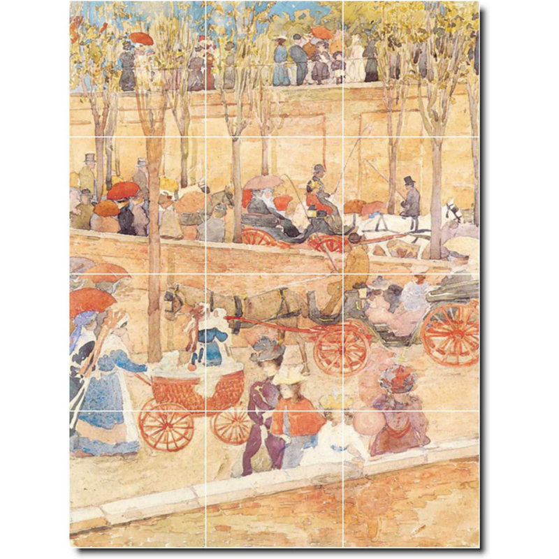 Carreau de céramique décorative 12,75 po x 17 po 4,25 po x 4,25 po, Peinture de la ville de Maurice Prendergast W06818
