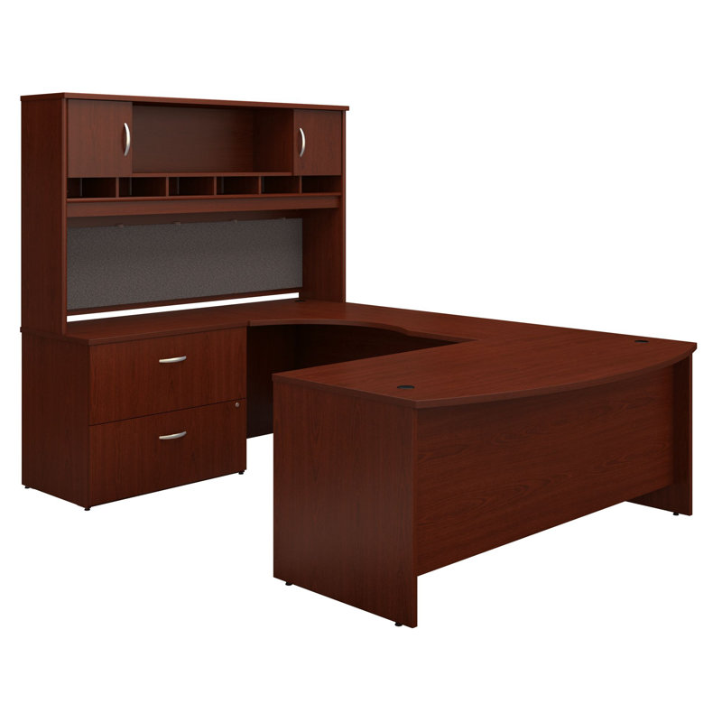 Suite de bureau en U Ringold Series, Acajou / Acajou