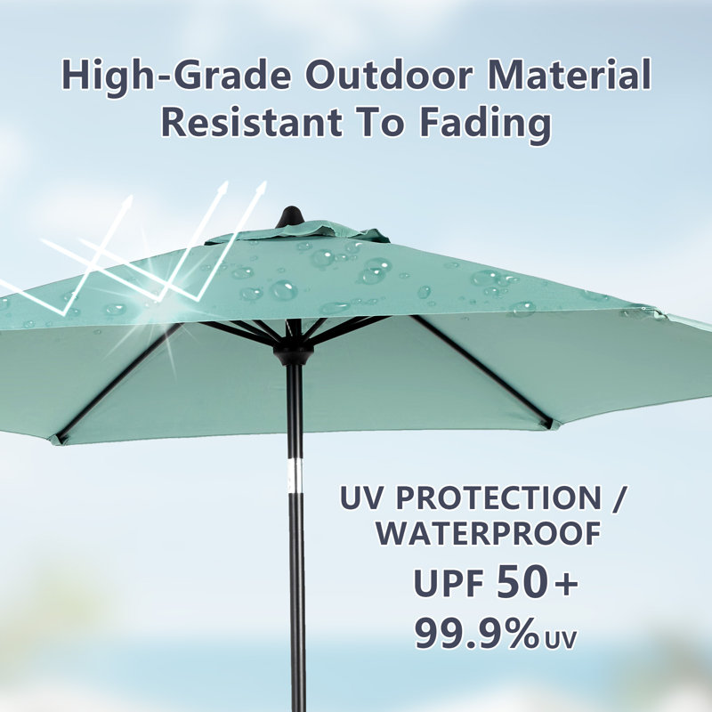 Parasol d'extérieur pour l'extérieur avec bouton-poussoir inclinable, Vert clair