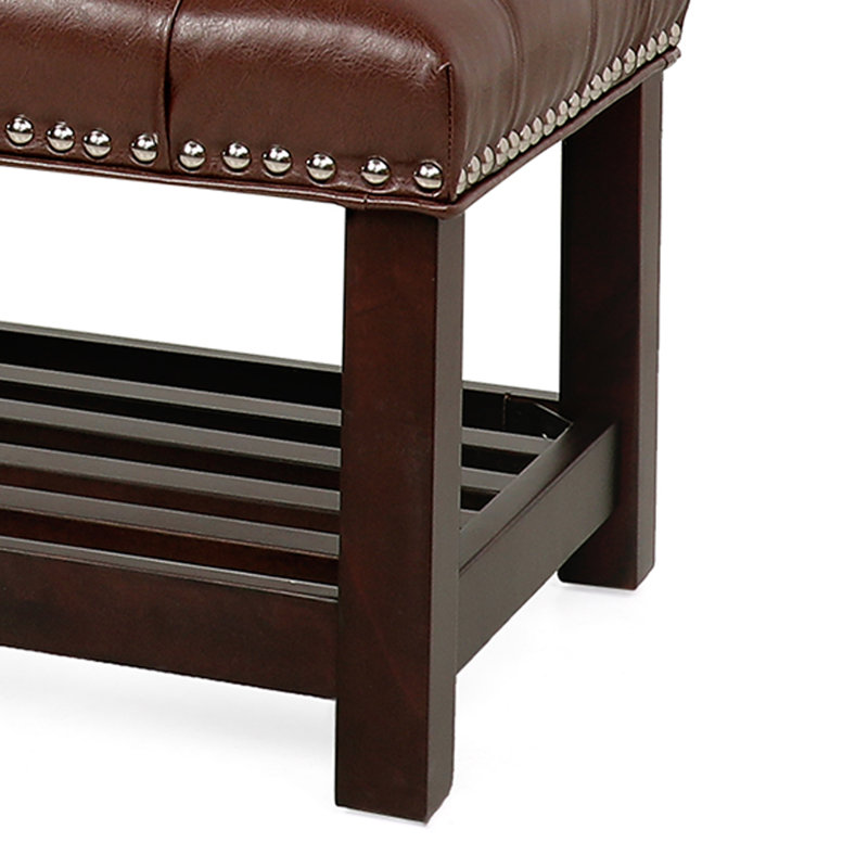 McFetridge Faux Leather Upholstered Storage Bench, Dark Brown