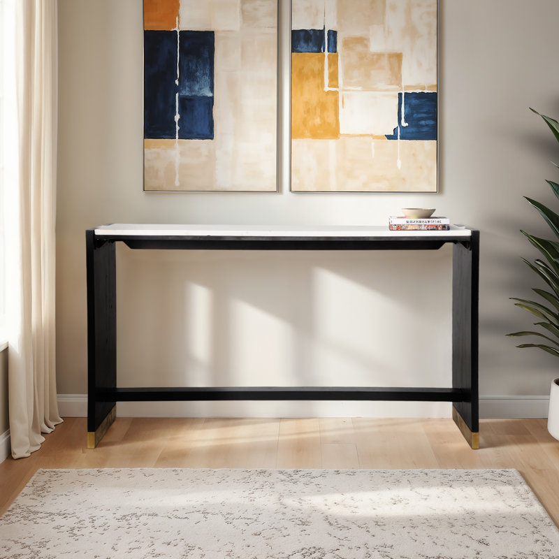 Console Everly Quinn en bois et pierre pour une décoration intérieure élégante