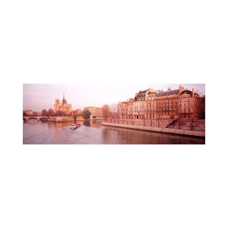 Waterfront Architecture Along The Seine, Ile De La Cite & Ile Saint-Louis, Paris, France - Wrapped Canvas Panoramic Print