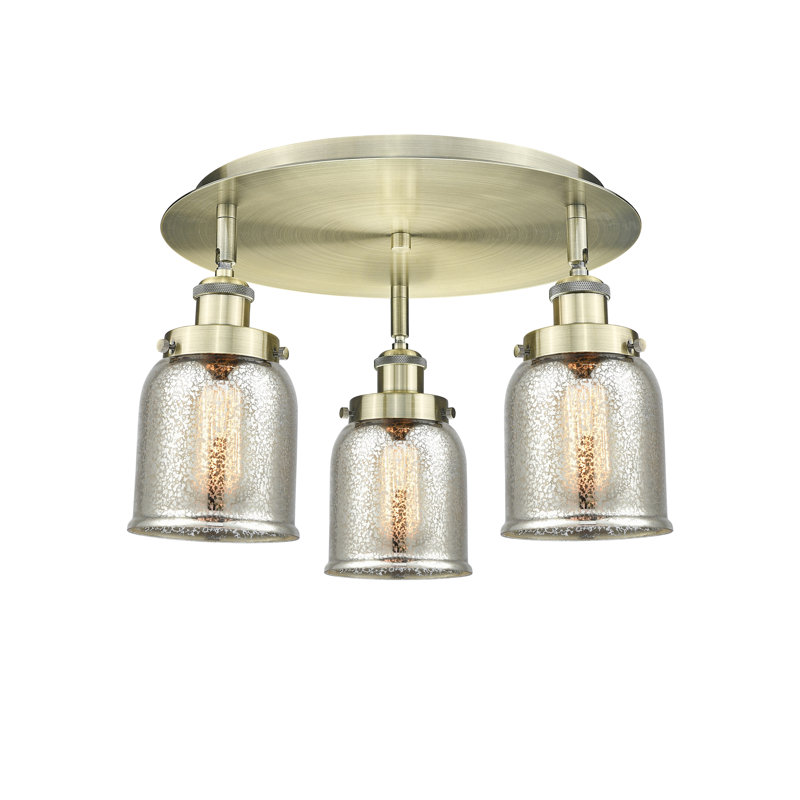 Bejtullah Glass Flush Mount, Silver Plated Mercury, Antique Brass