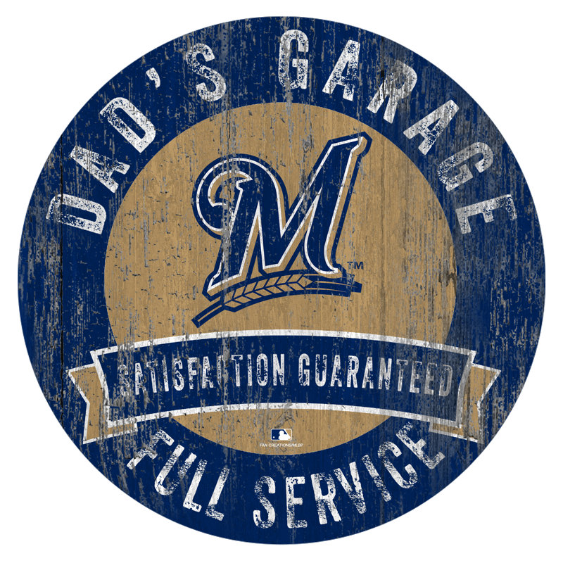 Le garage de papa, impression sur bois MLB, Brewers de Milwaukee