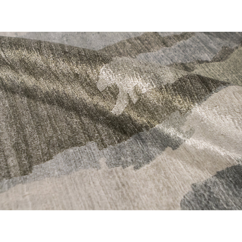 Cotton Abstract Area Rug in Gray