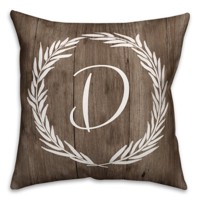  Wreath Initial Throw Pillow