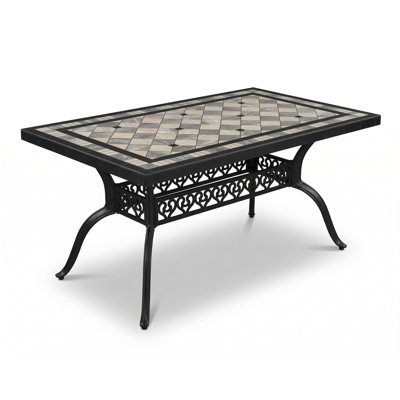 Rectangular Metal Outdoor Dining Table - 147 cm W 90 cm D