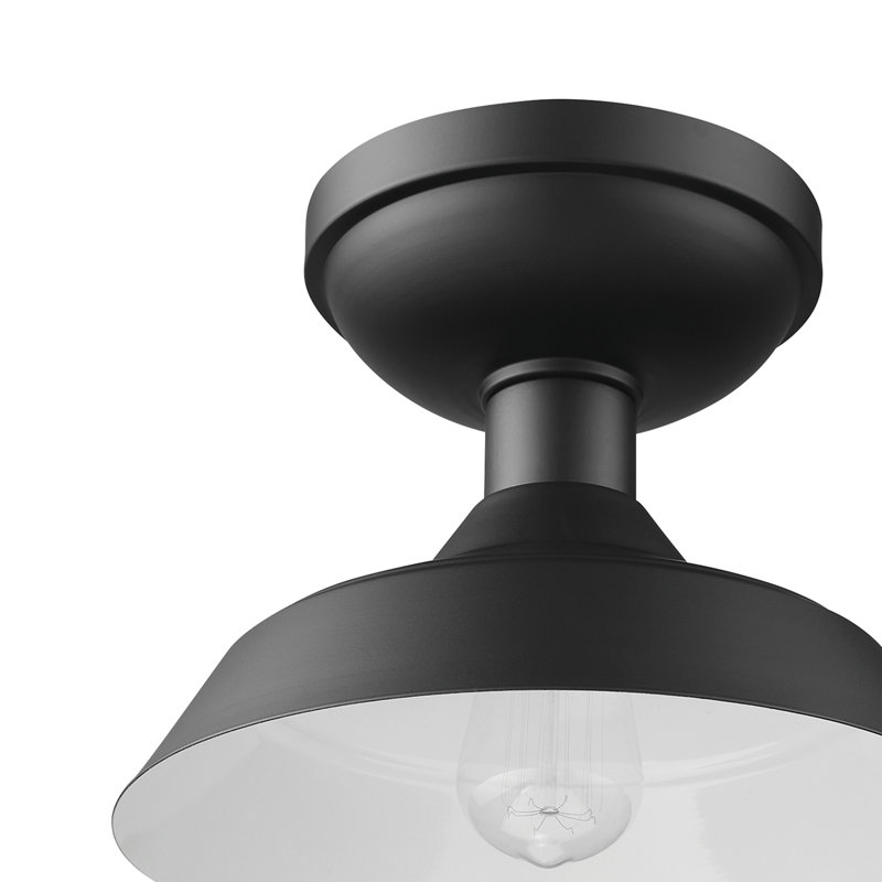 Plafonnier semi-encastré 1 lumière 11,03 po Kurt, Noir, Blanc