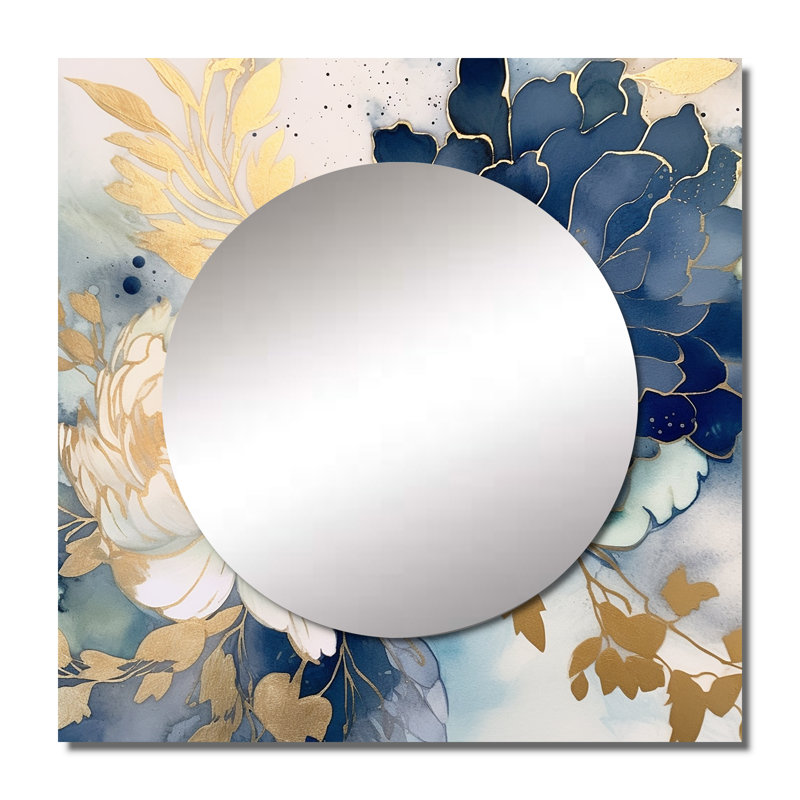 Décoration murale florale grand miroir en miroir, 36 po x 36 po