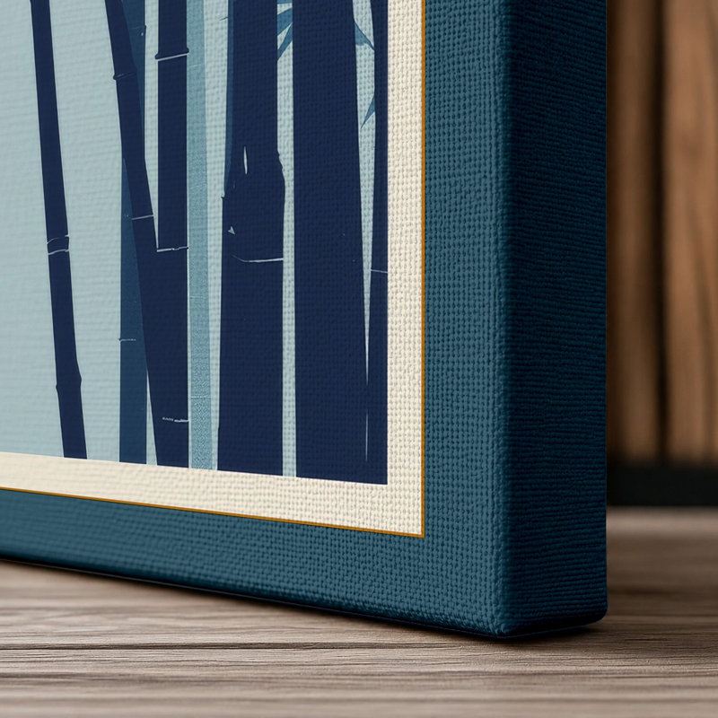 Quiet Bamboo Japandi - Wrapped Canvas, 18x12 - 45.7 x 30.5 cm, Teal Border