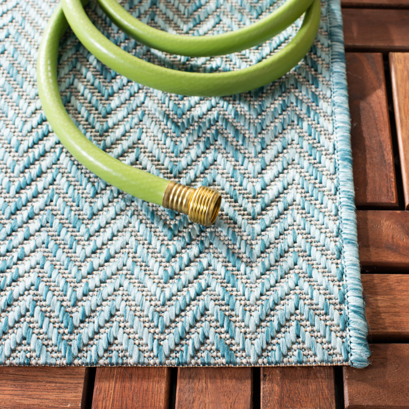 Casmir Aqua/Grey Indoor/Outdoor Rug, Rectangle 79 x 152 cm