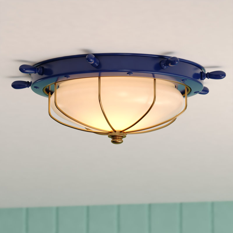Plafonnier encastré d'extérieur à 2 ampoules Ashbourne, Bleu marine / doré