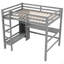 Lit mezzanine double avec tablettes multifonctionnelles et bureau sous le lit
