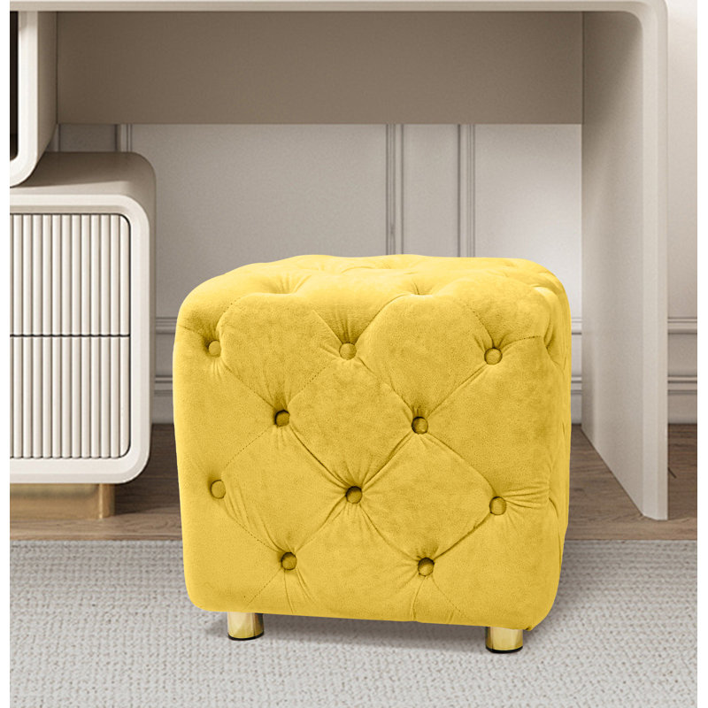 Repose-pieds de maquillage en velours Modern, Velours jaune