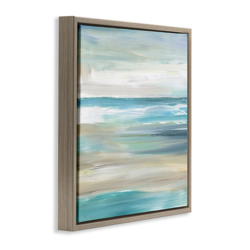 Plage abstraite, sable, vagues de l'océan, H 18 po x l 18 po, Brun