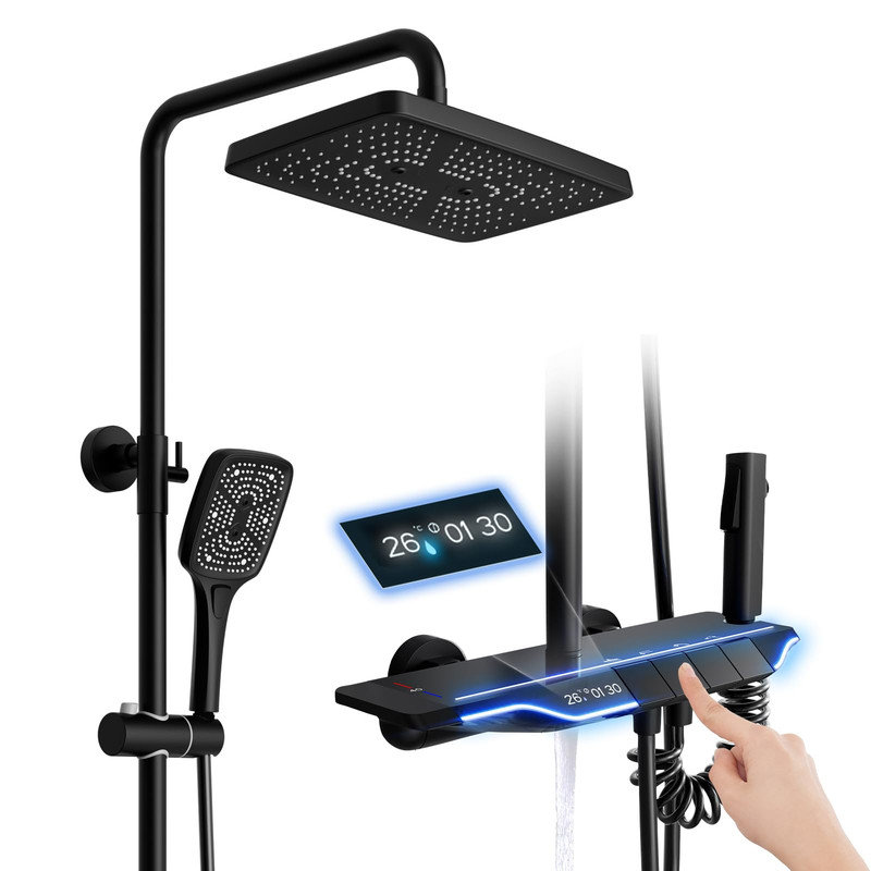 Ensemble de robinets de douche thermostatiques noirs OihPaw