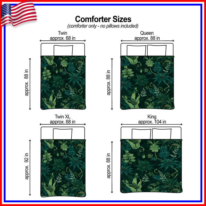 Lush Green Foliage Pattern Comforter, Twin