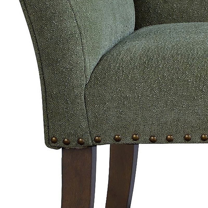 Alfordsville 49.5” Wide Upholstered Nailhead Bench, Green/Dark Walnut
