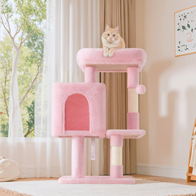 Arbre à chat avec condo, perchoir pelucheux et poteaux à griffer en sisal - Centre d'activité pour chat 29,1 pouces