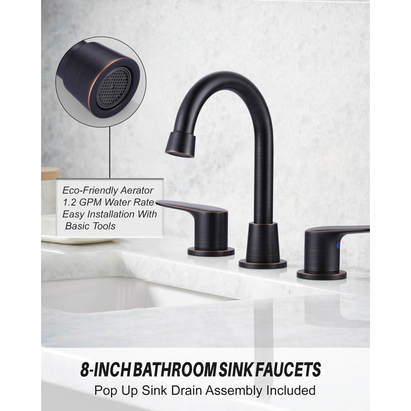 Oil Rubbed Bronze 8-Inch Widespread Double Handle Bathroom Faucet