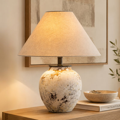 Lampe de table 20 po en céramique rétro avec ampoule DEL pour le salon