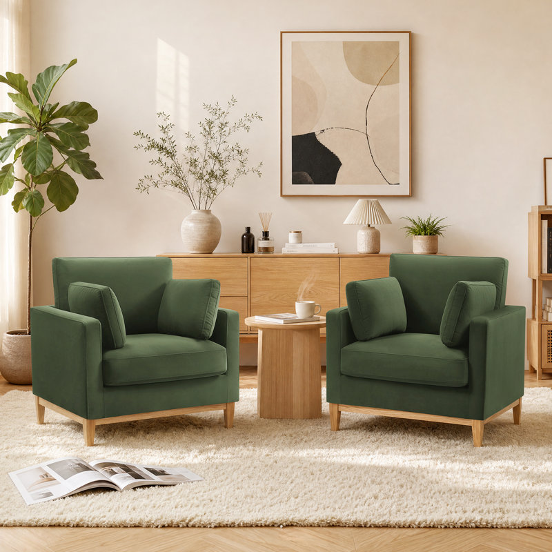 Fauteuil d'appoint en velours capitonné (lot de 2), Java