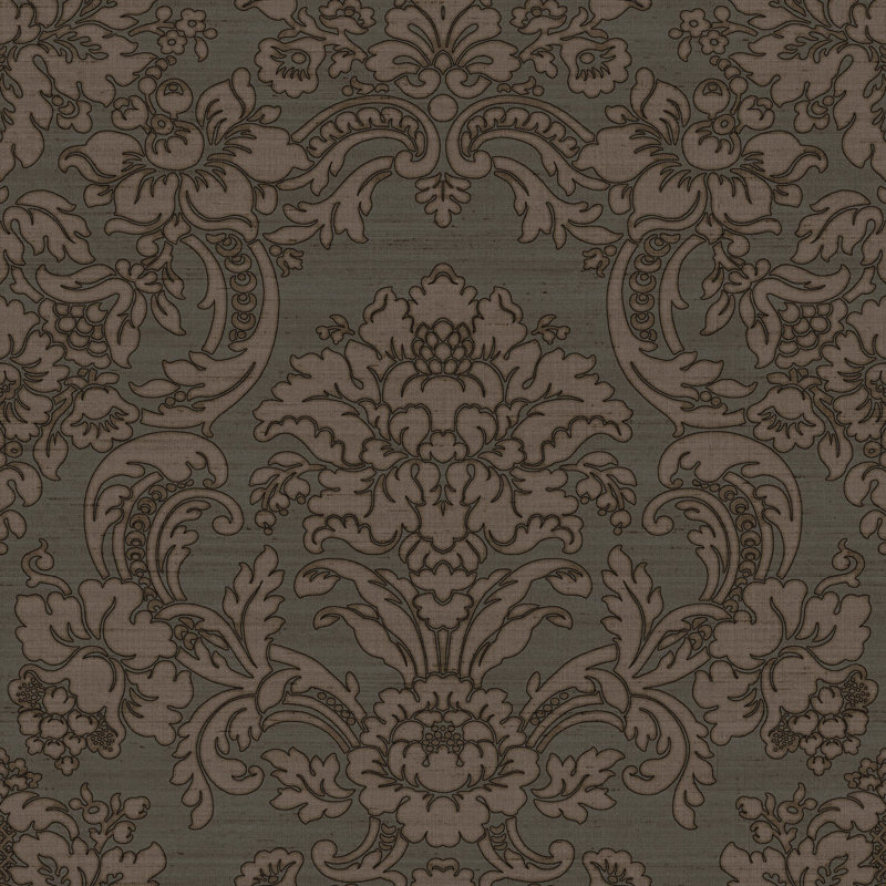 Italian Silks and Damasks 10.05m x 53cm Textured Wallpaper Roll, Green