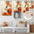 Orange Floral Twilight Dream Abstract Collages I - Abstract Collages Metal Wall Art-1487888792