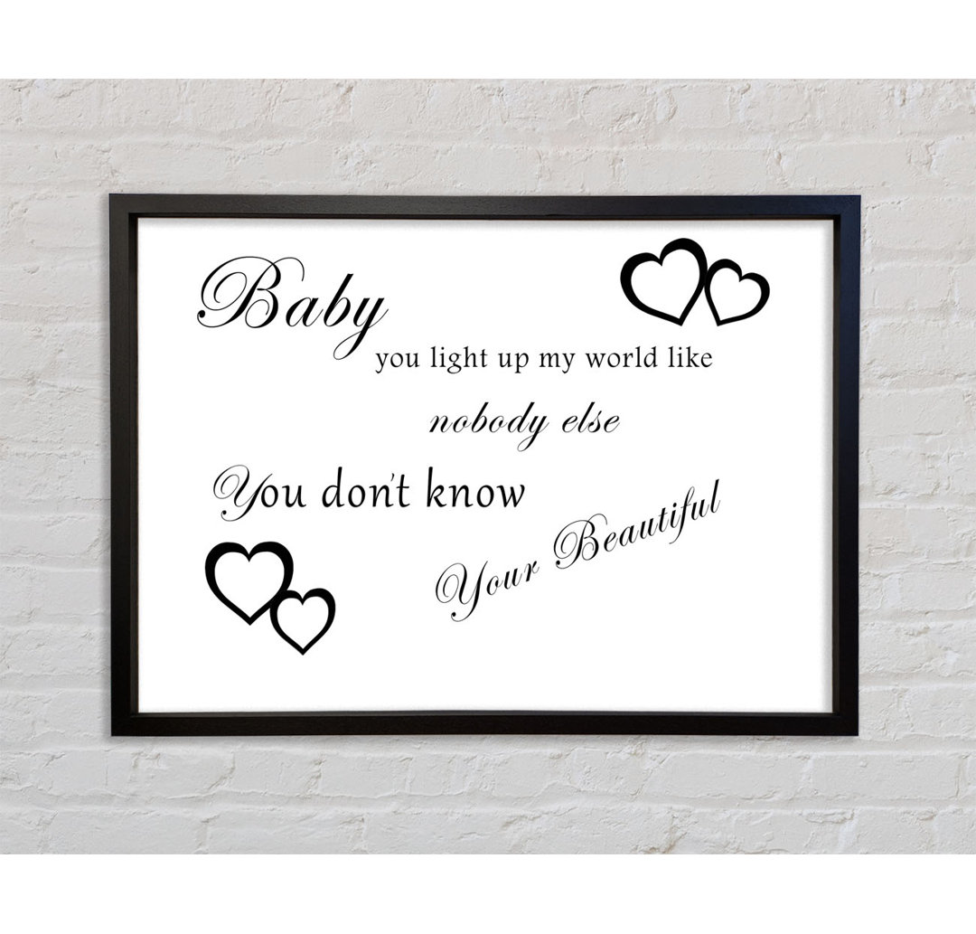 Baby You Light Up My World 1D - Einzelner Bilderrahmen Typografie auf Leinwand