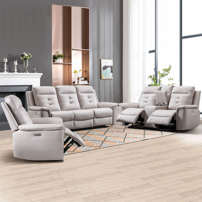  Ensemble de salon inclinable 3 pièces Alteo, Gris clair