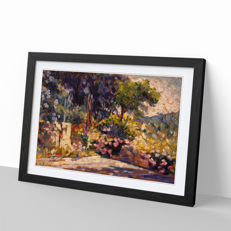 The Flowered Terrace by Henri-Edmond Cross - Picture Frame Painting, 27cm H x 36cm W x 2cm D, Black