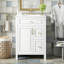 Meuble-lavabo de 24 pouces avec lavabo en céramique, 1 porte à fermeture en douceur, 2 tiroirs à fermeture en douceur et 2 supports de rangement sur la porte