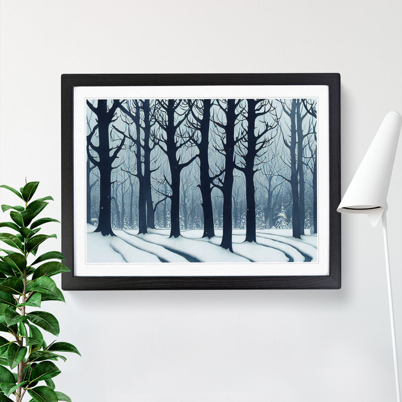 Impressive Winter Forest - Single Picture Frame Print, Black, 25cm H x 34cm W x 2cm D