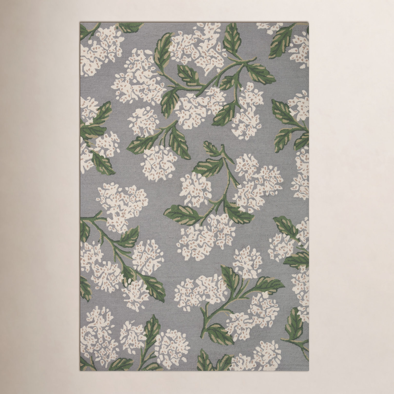 Rifle Paper Co. x Loloi Gray Hand-Woven Floral Rug, Rectangle 5' x 7'6"