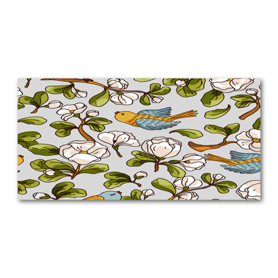 Flowers And Birds - Wrapped Canvas Print