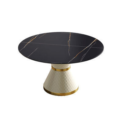 Table de salle à manger moderne en acier au carbone à base ronde pouvant accueillir 6 personnes