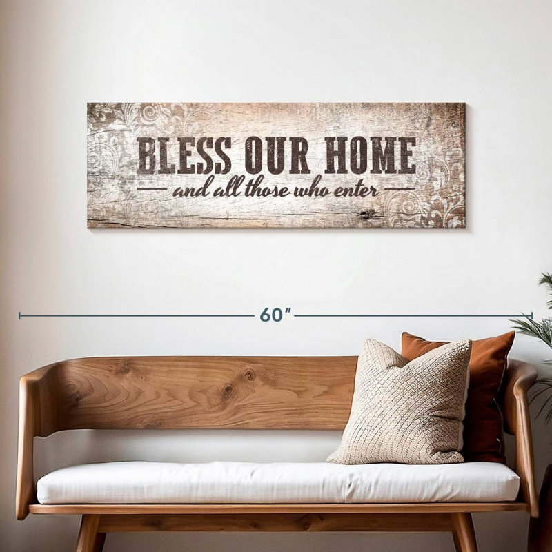 «Bless Our Home Typographie», impression sur toile, H 16 po x l 48 po x P 1,25 po
