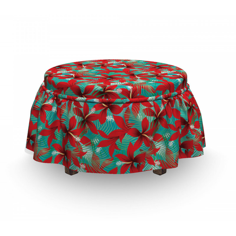 Housse pour repose-pieds à fleurs rouge hibiscus