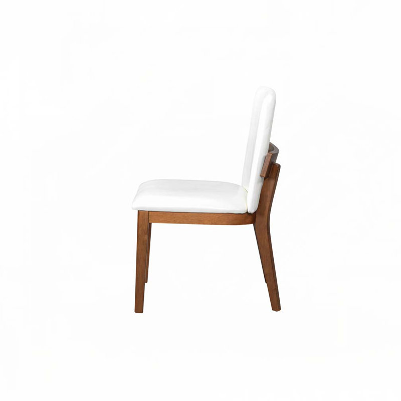 Ensemble de 2 chaises de salle à manger rembourrées modernes en cuir synthétique pour tout espace de vie, Noyer