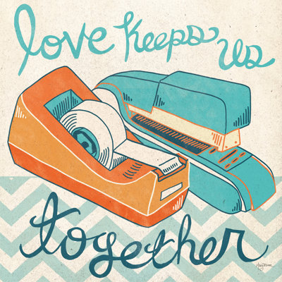 Love Keeps Us Together Orange by Mary Urban - Wrapped Canvas Art Prints
