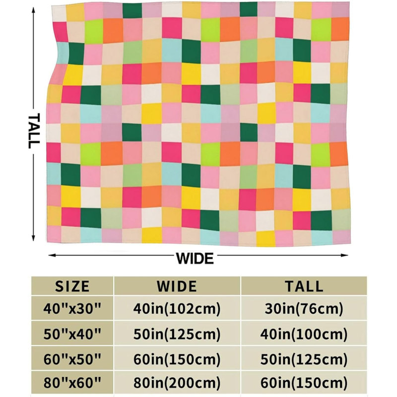 Jeté coloré à carreaux très doux et chaud toutes les saisons Rainbow Plaid, L 80 po x l 60 po