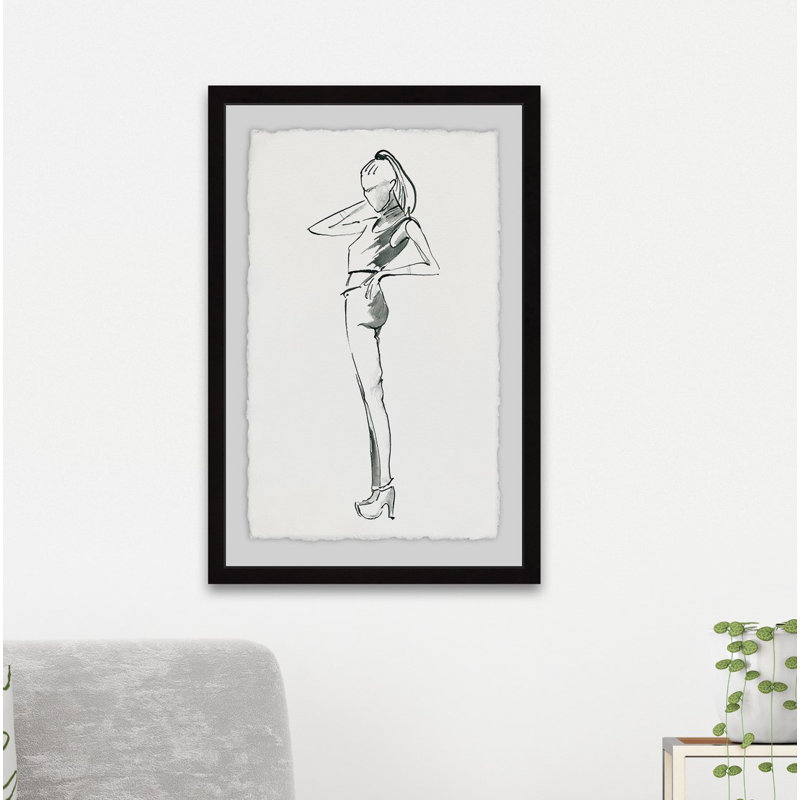 « sporty fille », reproduction de peinture à l’aquarelle encadrée, H 30 po x l 20 po