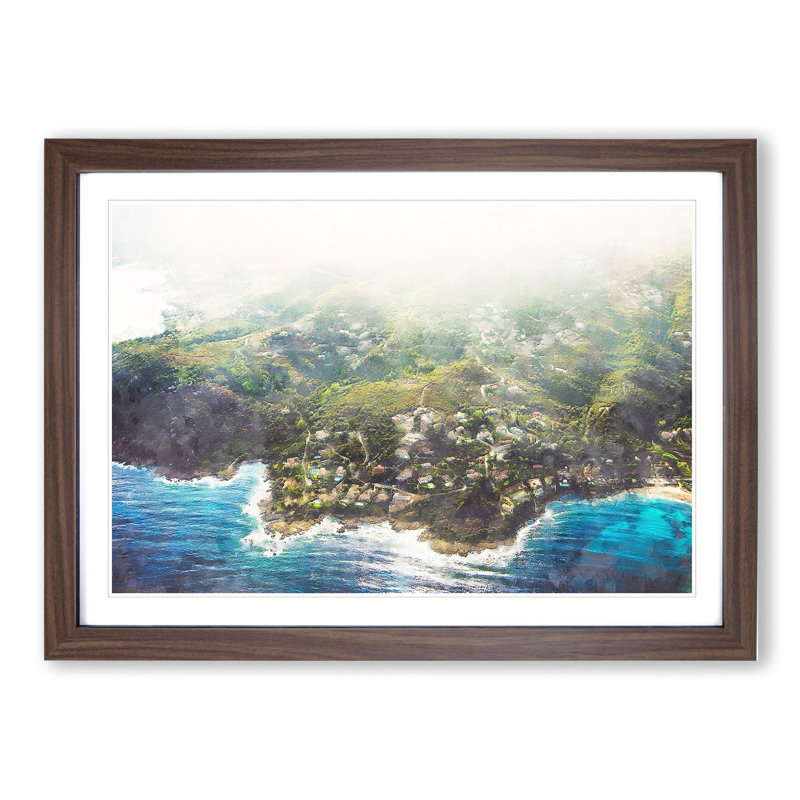 Skyline View of Corsica - Picture Frame Graphic Art, 27cm H x 36cm W x 2cm D, Walnut Framed