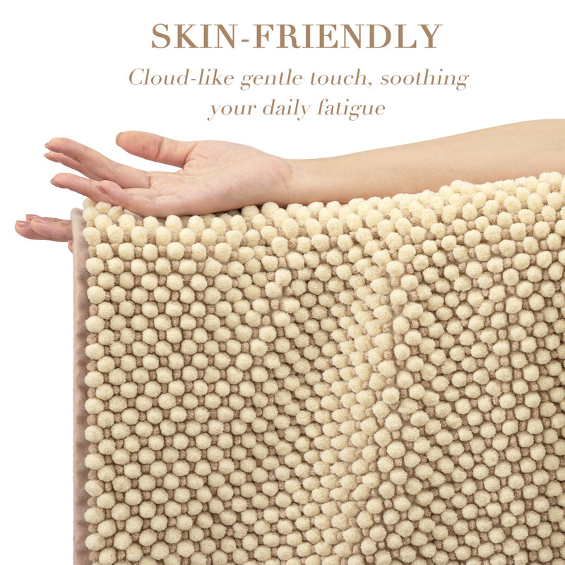 Thick Soft Absorbent Non Slip Boho Bath Mats, Beige, 20*32+16*24