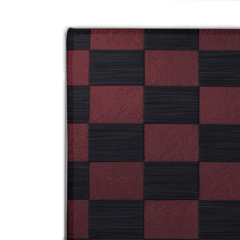 Checkered Purple Indoor and Outdoor Area Rug, Rectangle 8' x 10'