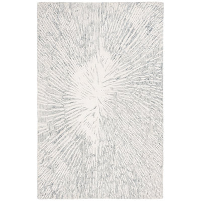 Soho Hand Tufted Wool/Viscose/Cotton Abstract Rug in Ivory/Gray